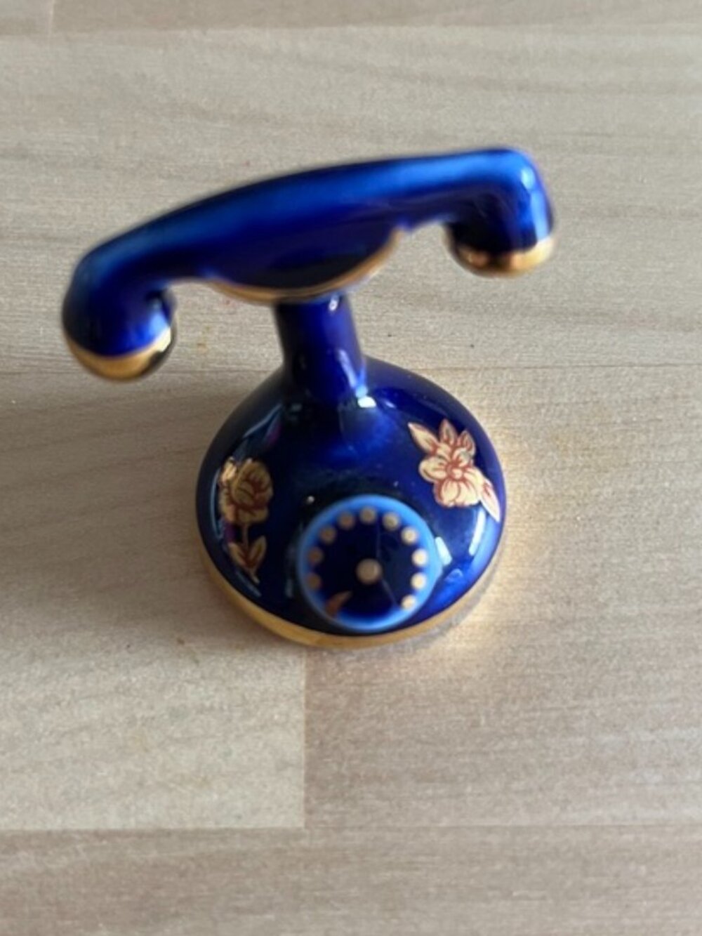 Limoges Miniature Cobalt Blue Porcelain Telephone Figurine